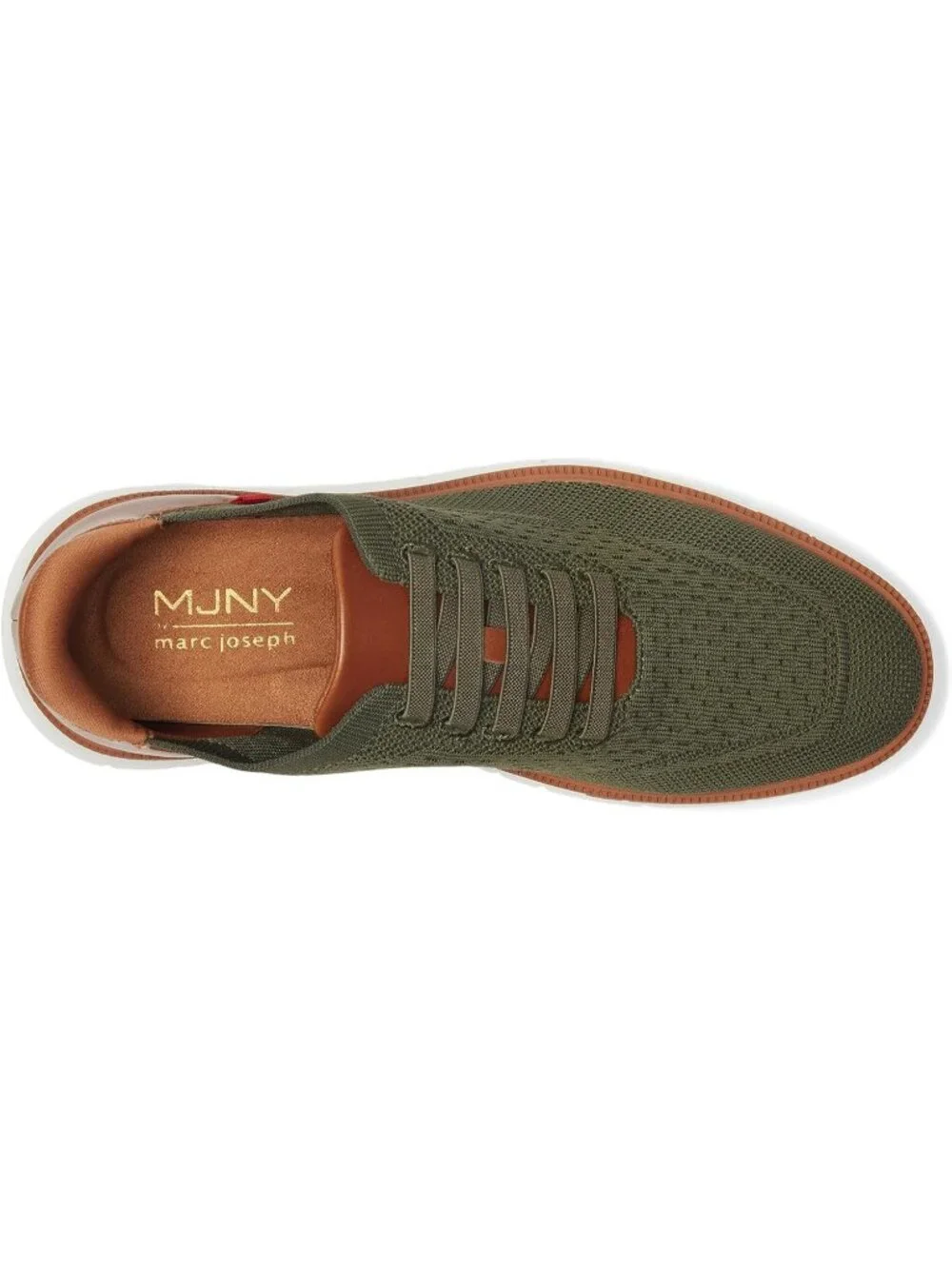 Marc Joseph Men's Olive Leather Slip On Round Toe Solid Comforts Oxfords Shoes